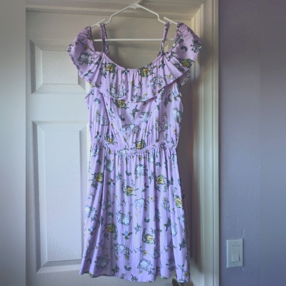 Her Universe Lavender Totoro Floral Off Shoulder Dress